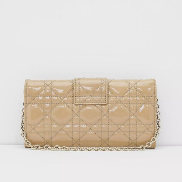 DIOR Cannage Promenade Wallet on Chain, Nude/Tan Patten Leather - Picture 3 of 12